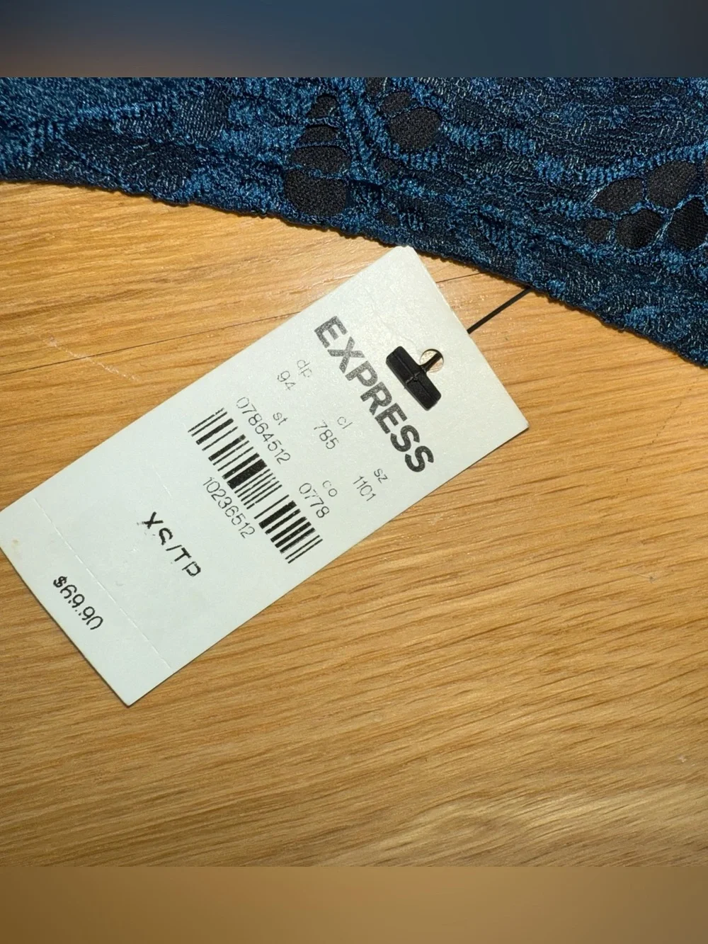 Express Dark Blue Lace Halter Dress